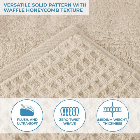 Napa Zero-Twist Cotton Waffle Face Towel Set 12 Piece