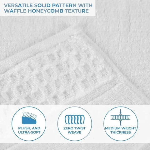 Napa Zero Twist Cotton Solid Waffle Honeycomb 3 Piece Towel Set