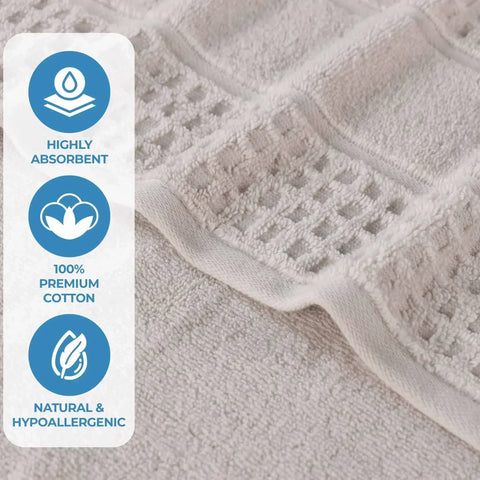 Napa Zero Twist Cotton Solid Waffle Honeycomb 3 Piece Towel Set