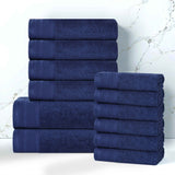 Cotton Waffle Border Towel Set 12-Piece - Honeycomb