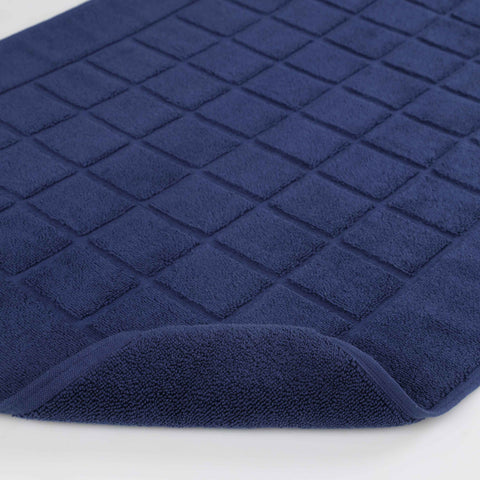 Nora Cotton Thick Solid Checkered Washable Bath Mat Set of 2