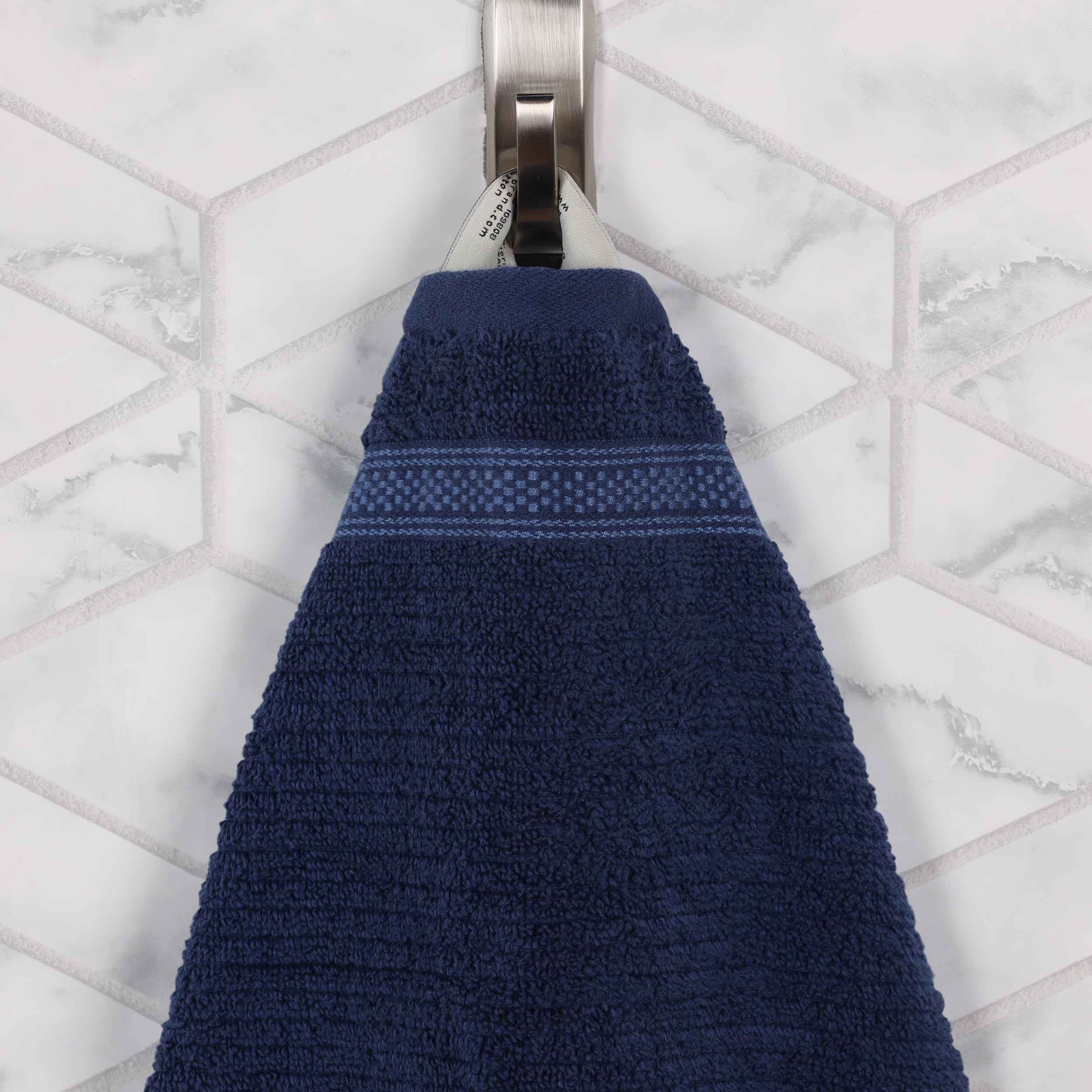 Brea Zero Twist Cotton Ribbed Geometric Border 12 Piece Towel Set