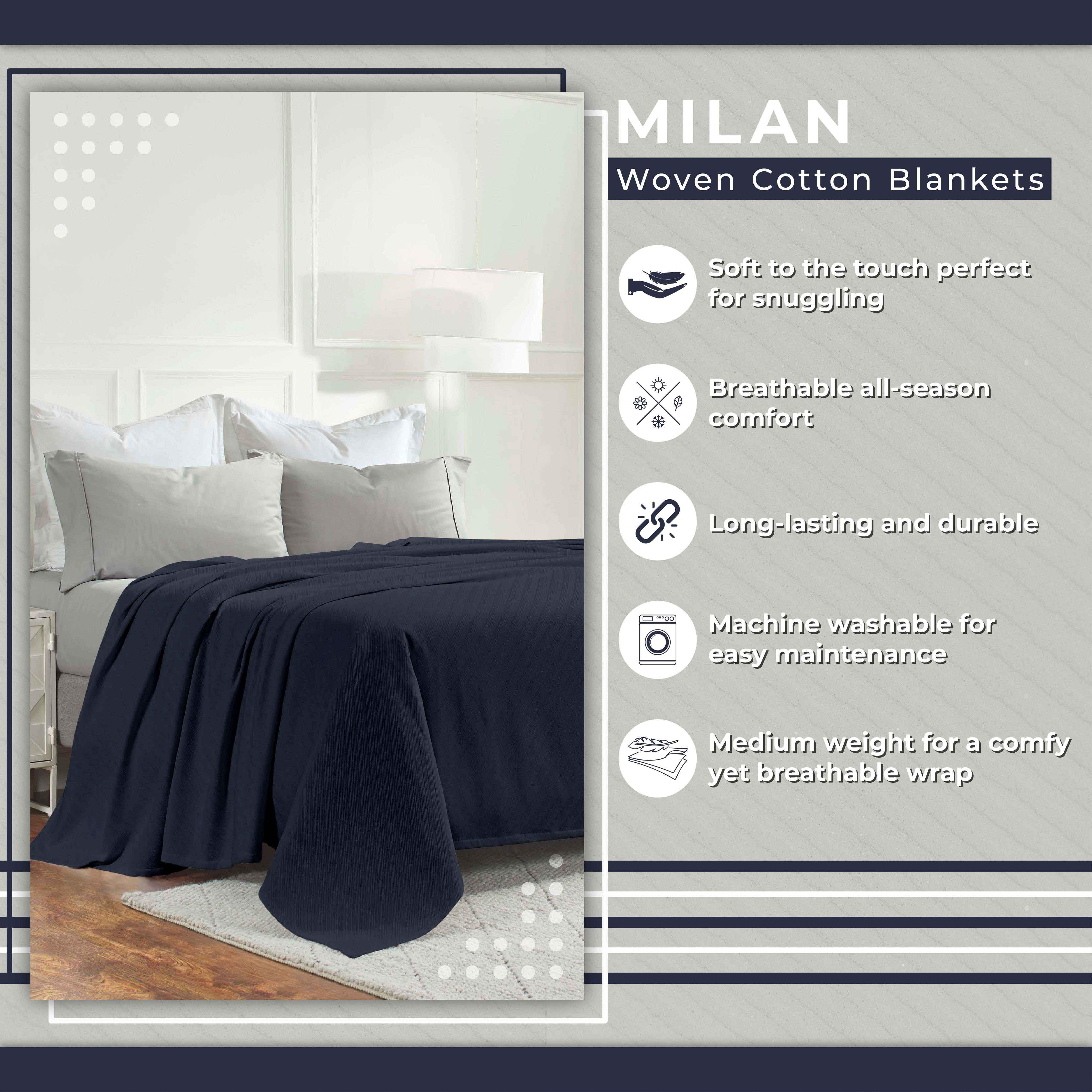 Milan Cotton Textured Jacquard Striped Lightweight Woven Blanket