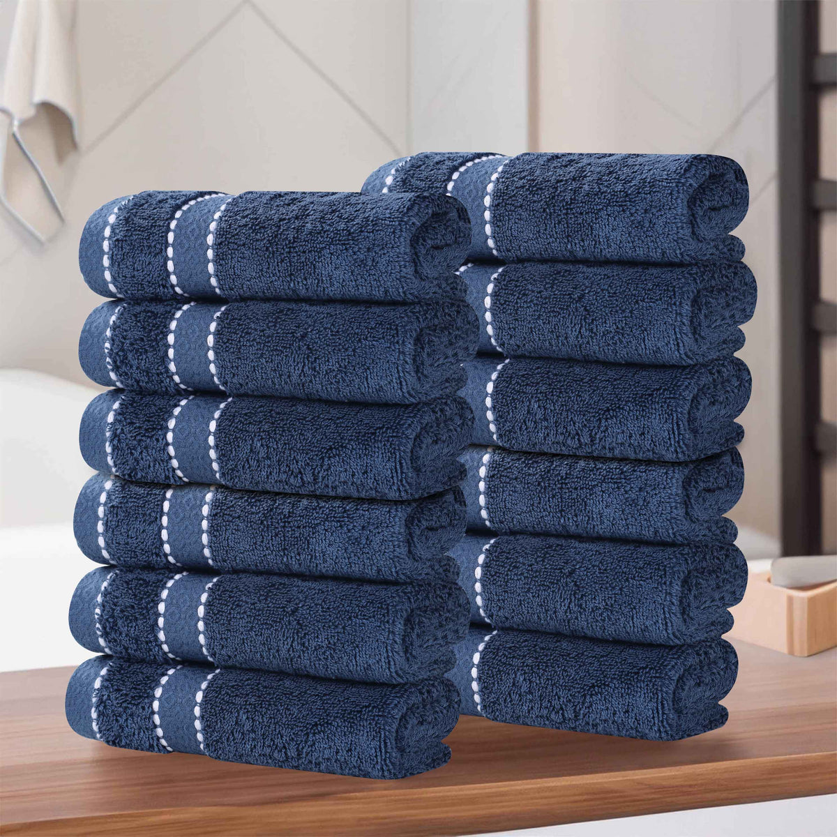Niles Egyptian Giza Cotton Plush Absorbent Face Towel Washcloth Set of 12