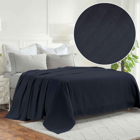 Milan Cotton Textured Jacquard Striped Lightweight Woven Blanket