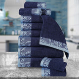 Wisteria Cotton Medium Weight Floral Jacquard Border 12 Piece Towel Set