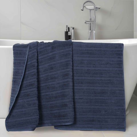 Mika Smart Twist Viscose Cotton Blend Ribbed Bath Sheets, Set of 2