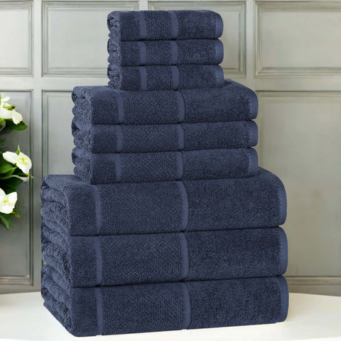 Mile Smart Twist Viscose Cotton Blend Solid 9 Piece Towel Set