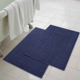 Nora Cotton Thick Solid Checkered Washable Bath Mat Set of 2