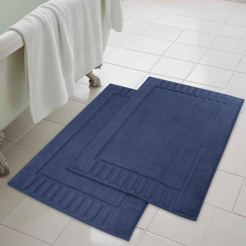 Leo Cotton Modern Absorbent Heavy Washable Bath Mat Set of 2