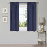 Linen Pattern Washable Room Darkening Blackout Curtains, Set of 2