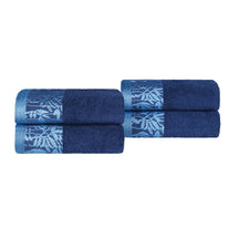 Wisteria Cotton Medium Weight Floral Jacquard Hand Towels, Set of 4