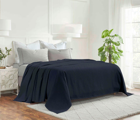 Milan Cotton Textured Jacquard Striped Lightweight Woven Blanket