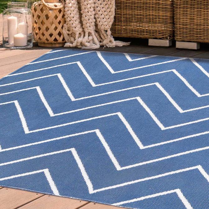 Contemporary Chevron Zig-Zag Indoor Outdoor Area Rug