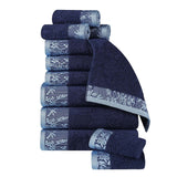Wisteria Cotton Medium Weight Floral Jacquard Border 12 Piece Towel Set