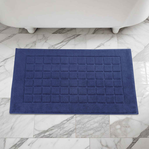 Nora Cotton Thick Solid Checkered Washable Bath Mat Set of 2