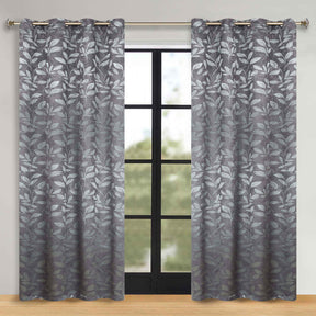 Leaves Room Darkening Washable Blackout Curtain Panels, Set of 2