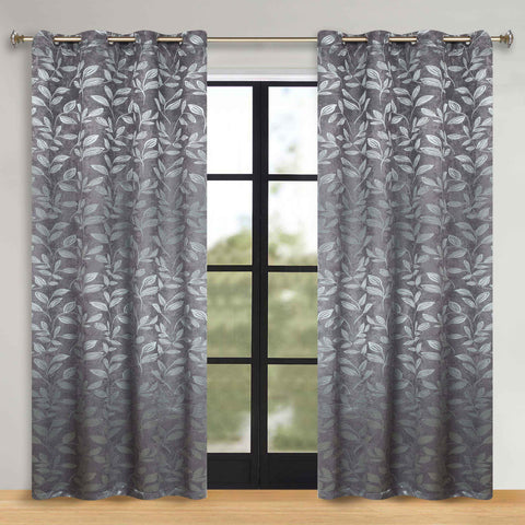 Leaves Room Darkening Washable Blackout Curtain Panels, Set of 2