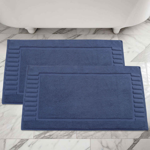 Leo Cotton Modern Absorbent Heavy Washable Bath Mat Set of 2
