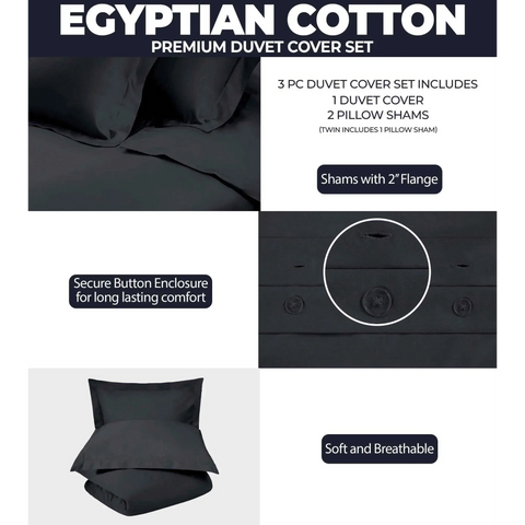 400 Thread Count Egyptian Cotton Solid Duvet Cover