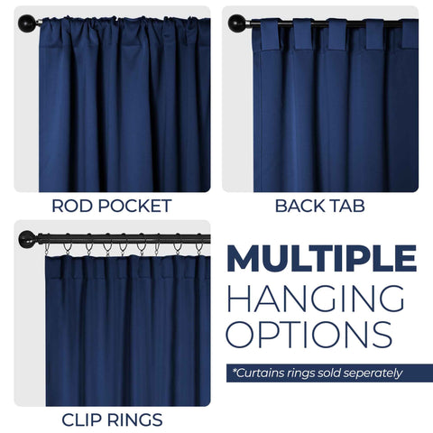 Blackout Window Curtains Solid Room Darkening Back Tab Set of 2