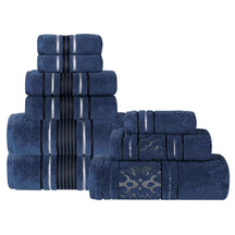 Sadie Zero Twist Cotton Solid and Jacquard Floral 9 Piece Towel Set