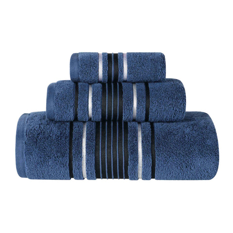 Sadie Zero Twist Cotton Solid Absorbent 3 Piece Towel Set