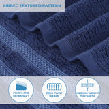Brea Zero Twist Cotton Ribbed Geometric Border 12 Piece Towel Set