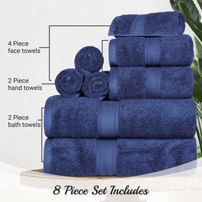 Madison Egyptian Cotton Pile Plush Heavyweight 8 Piece Towel Set