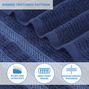 Brea Zero Twist Cotton Ribbed Geometric Border 12 Piece Towel Set