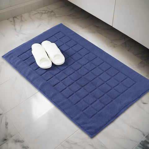 Nora Cotton Thick Solid Checkered Washable Bath Mat Set of 2