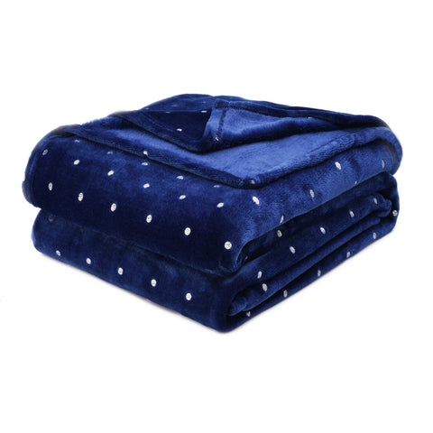 Fleece Plush Medium Weight Fluffy Soft Decorative Polka Dot Blanket