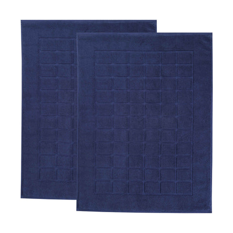 Nora Cotton Thick Solid Checkered Washable Bath Mat Set of 2