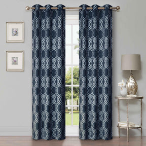 Ribbon Trellis Washable Room Darkening Blackout Curtains, Set of 2