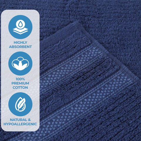 Brea Zero Twist Cotton Ribbed Geometric Border 12 Piece Towel Set