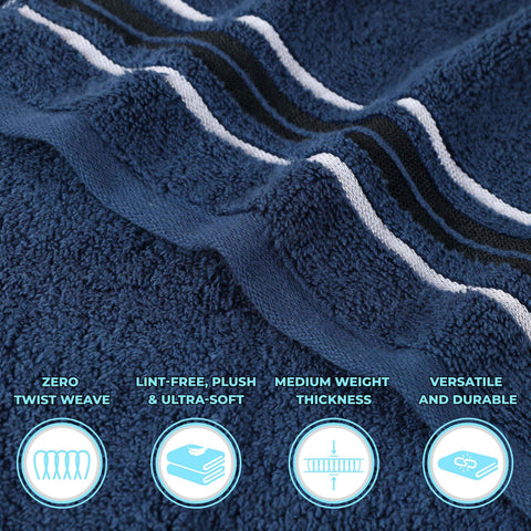 Sadie Zero Twist Cotton Solid Absorbent 3 Piece Towel Set