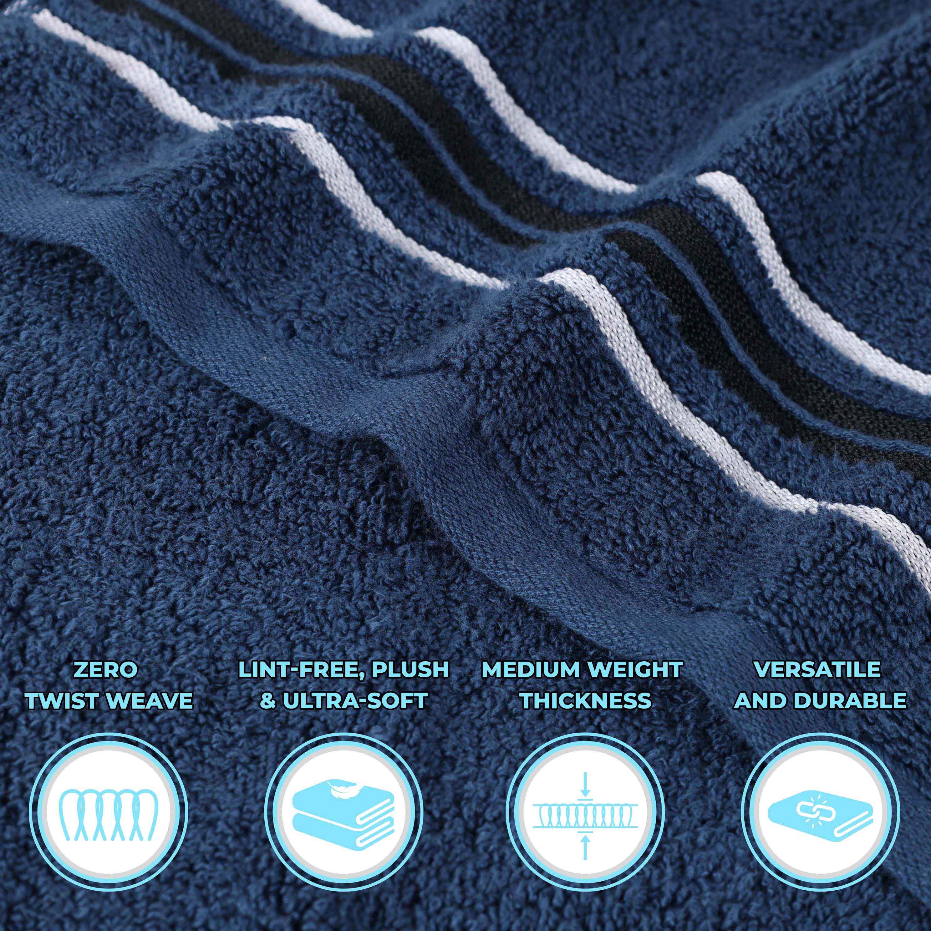 Sadie Zero Twist Cotton Solid Absorbent 3 Piece Towel Set