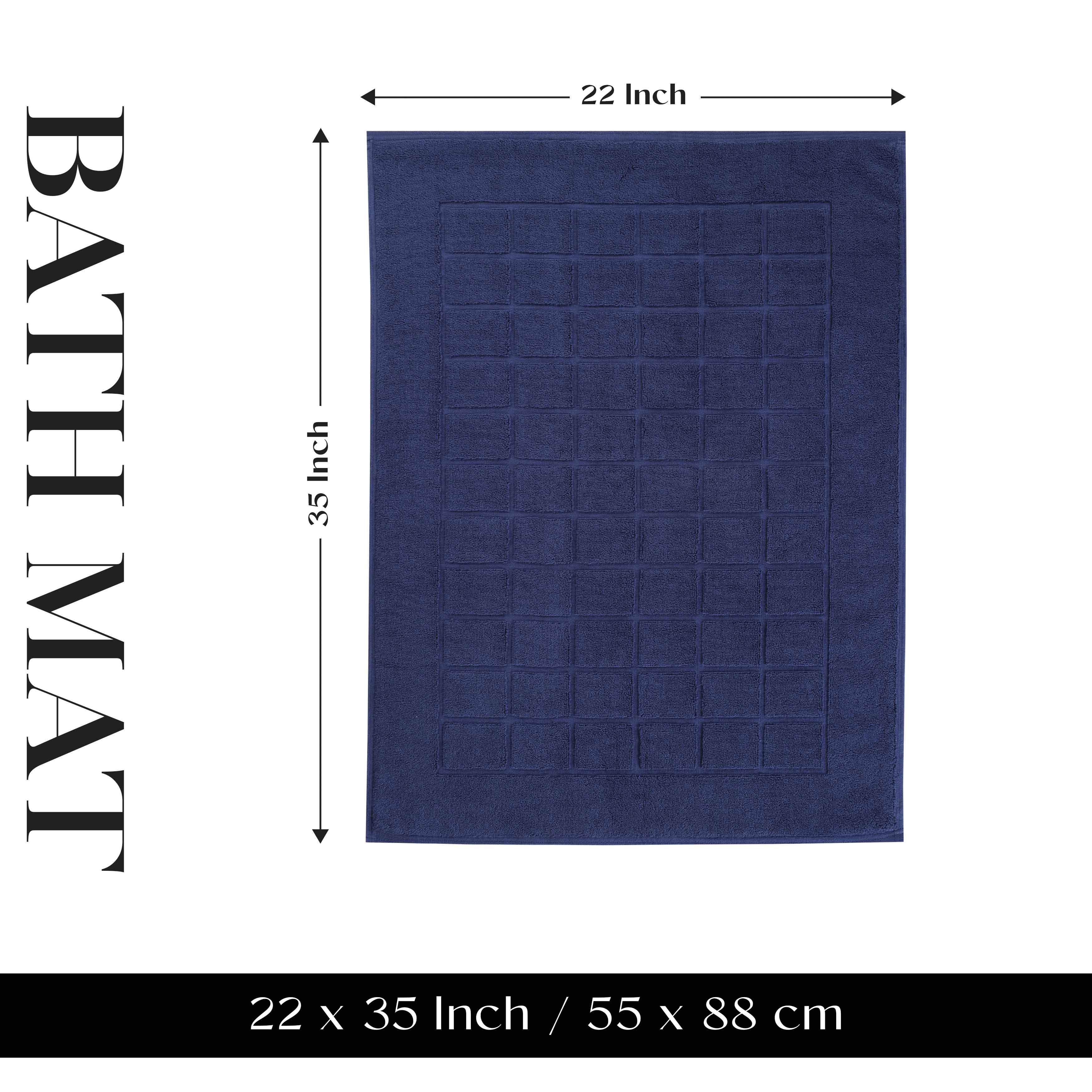 Nora Cotton Solid Absorbent Thick Checkered Washable Bath Mat Set of 2