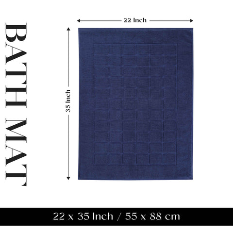 Nora Cotton Thick Solid Checkered Washable Bath Mat Set of 2