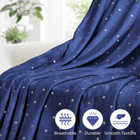 Fleece Plush Medium Weight Fluffy Soft Decorative Polka Dot Blanket
