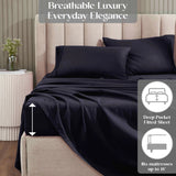 1200 Thread Count Cotton Rich Bed Sheet Set Solid Deep Pocket