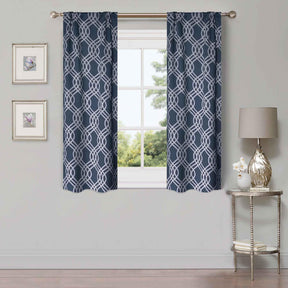 Ribbon Trellis Washable Room Darkening Blackout Curtains, Set of 2