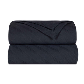 Milan Cotton Textured Jacquard Striped Lightweight Woven Blanket