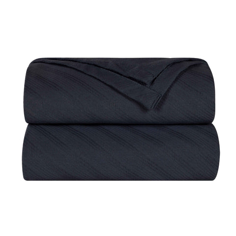 Milan Cotton Textured Jacquard Striped Lightweight Woven Blanket
