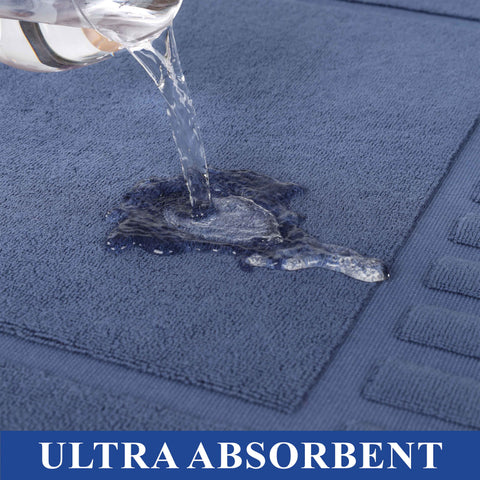 Leo Cotton Modern Absorbent Heavy Washable Bath Mat Set of 2