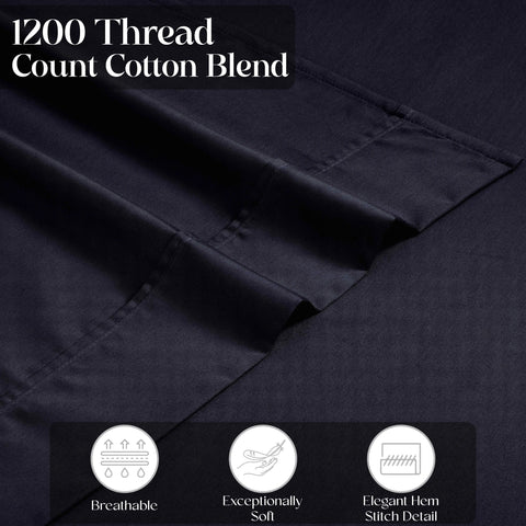 1200 Thread Count Cotton Rich Bed Sheet Set Solid Deep Pocket