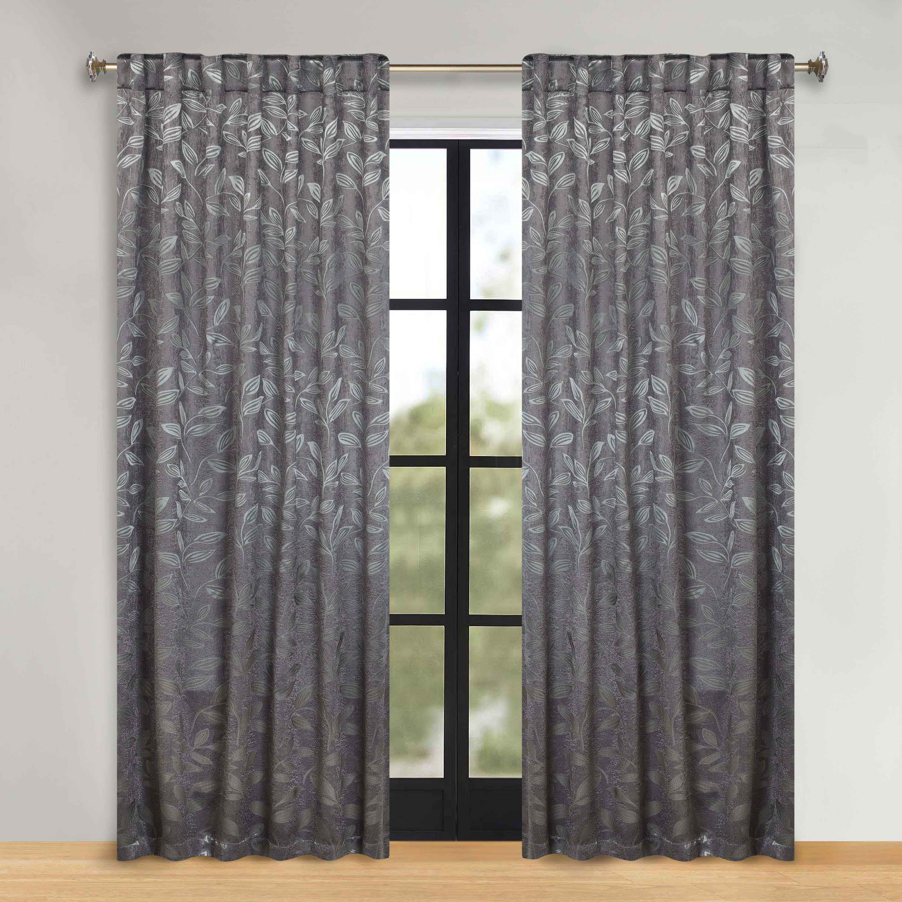 Leaves Room Darkening Back Tabs Blackout Curtain Panels, Set of 2