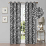Leaves Machine Washable Room Darkening Blackout Curtains, Set of 2