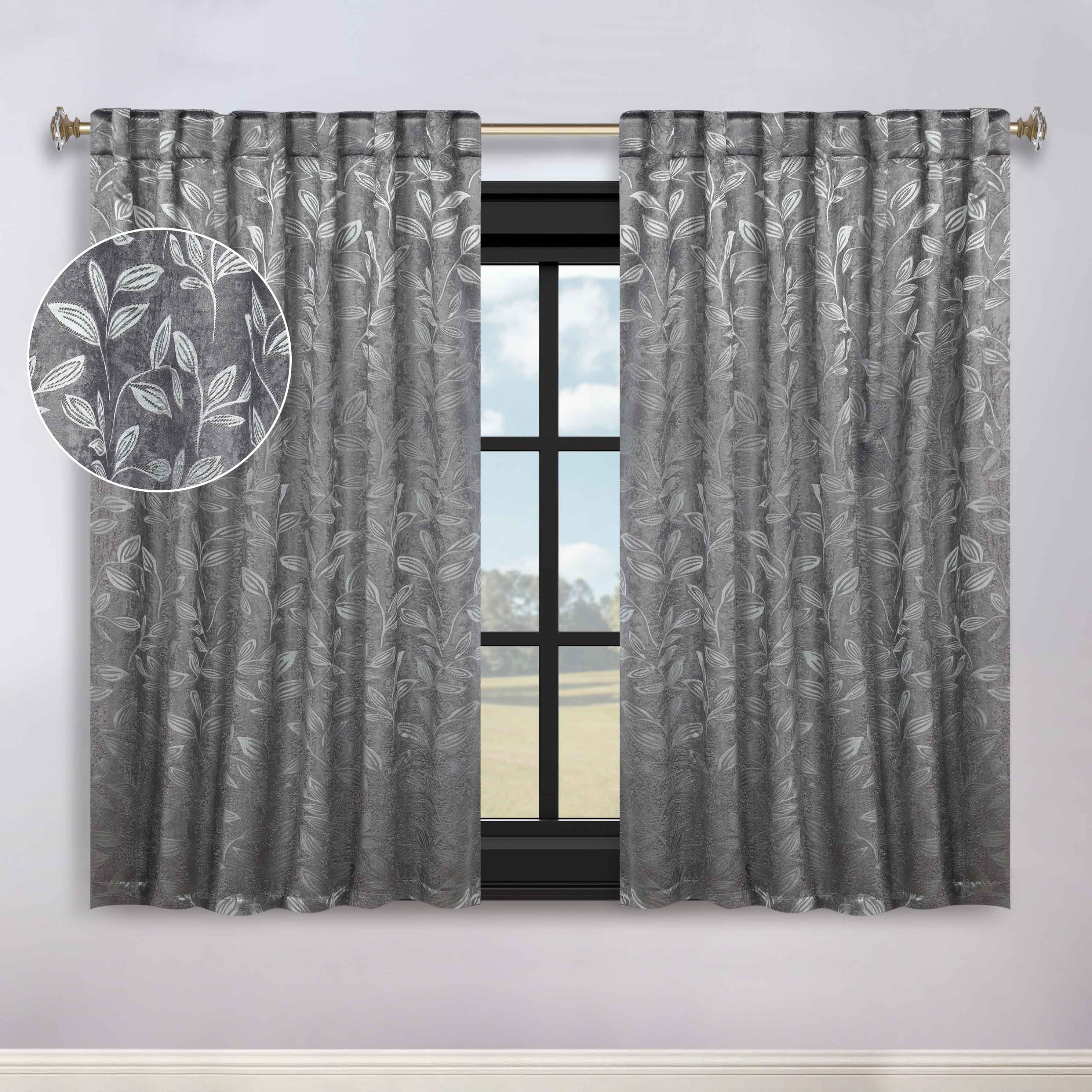Leaves Room Darkening Back Tabs Blackout Curtain Panels, Set of 2