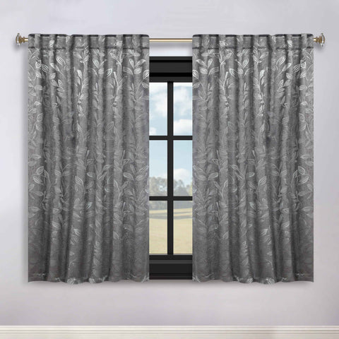 Leaves Room Darkening Back Tabs Blackout Curtain Panels, Set of 2